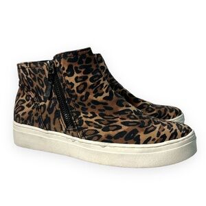 Naturalizer  Miranda‎ Brown Cheetah Print  Leather Sneaker Booties Women's 6.5 M